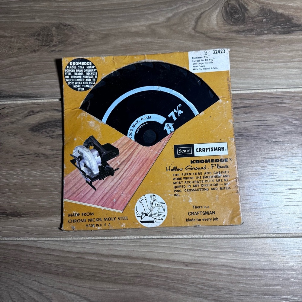 Sears Craftsman Kromedge Hollow Ground Planer Saw Blade 7-1/4" 32423 Workshop